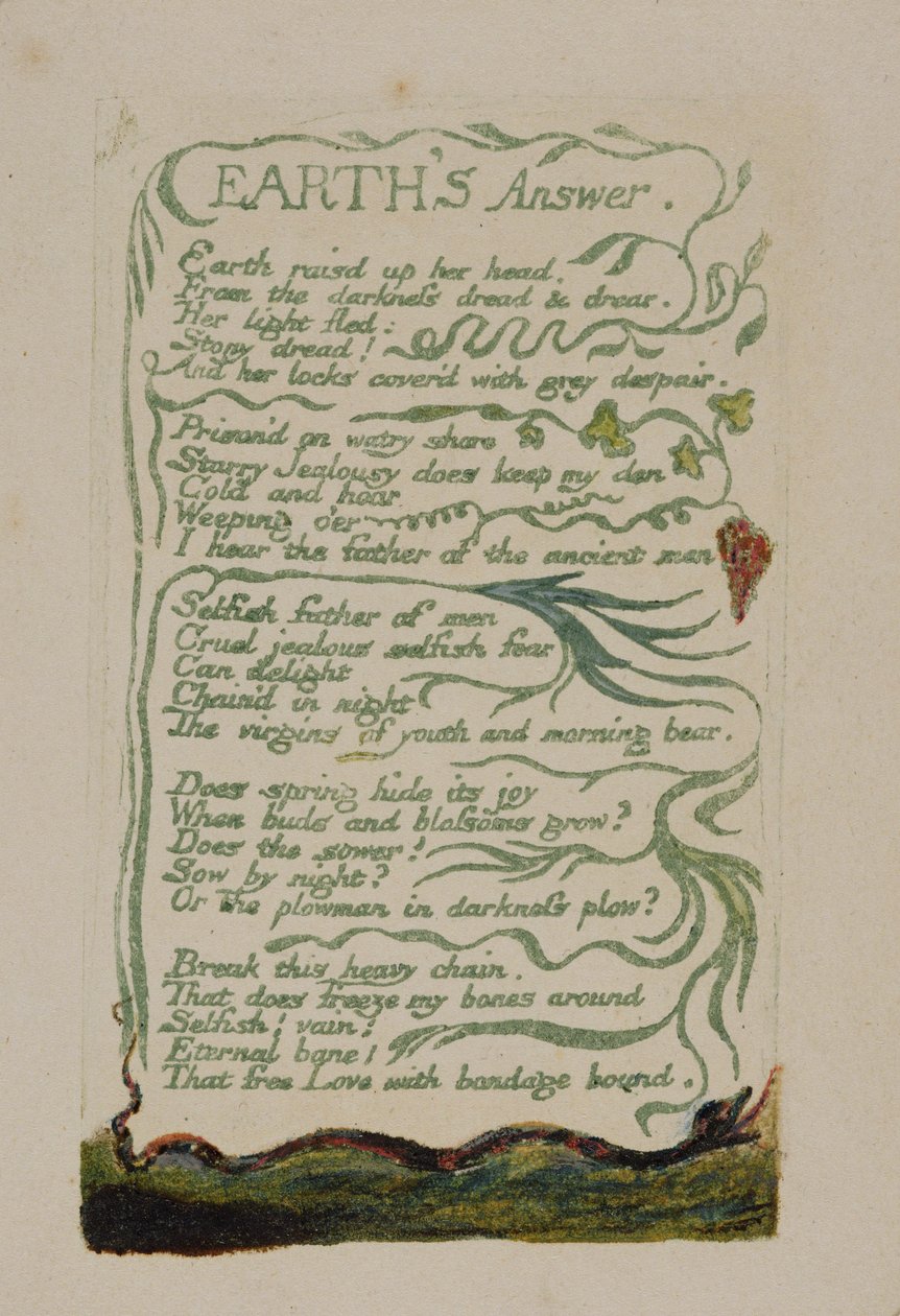 &39;Introduction,&39; plate 33 de &39;Songs of Experience,&39; 1794 (gravura em relevo com aquarela) de William Blake