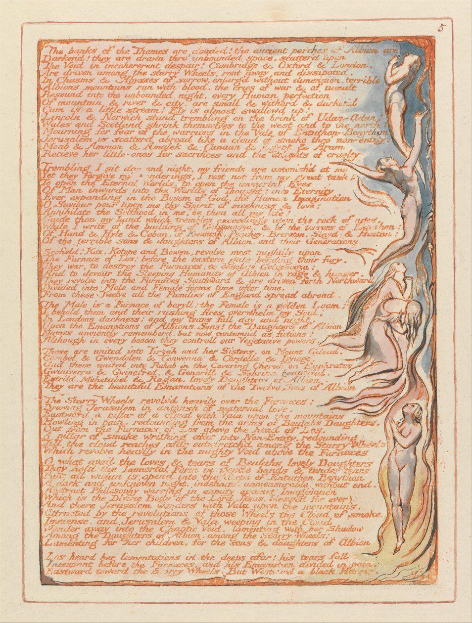 Jerusalém, placa 5, as margens do rio Tamisa .... de William Blake