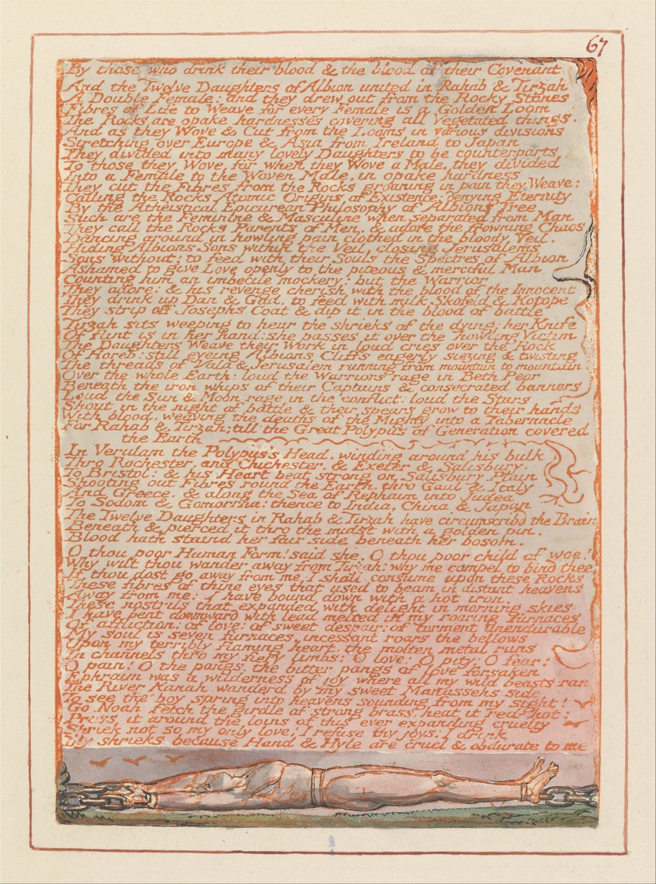 Jerusalém, placa 67, por aqueles que bebem seu sangue .... de William Blake