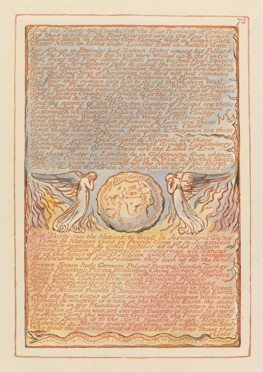 Jerusalém, placa 72, e os trinta e dois condados .... de William Blake