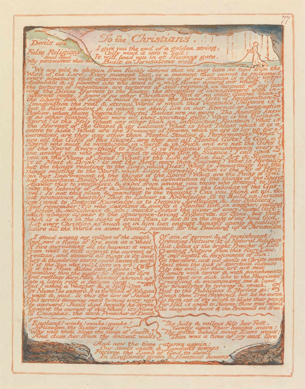 Jerusalém, Placa 77, Aos cristãos ... de William Blake