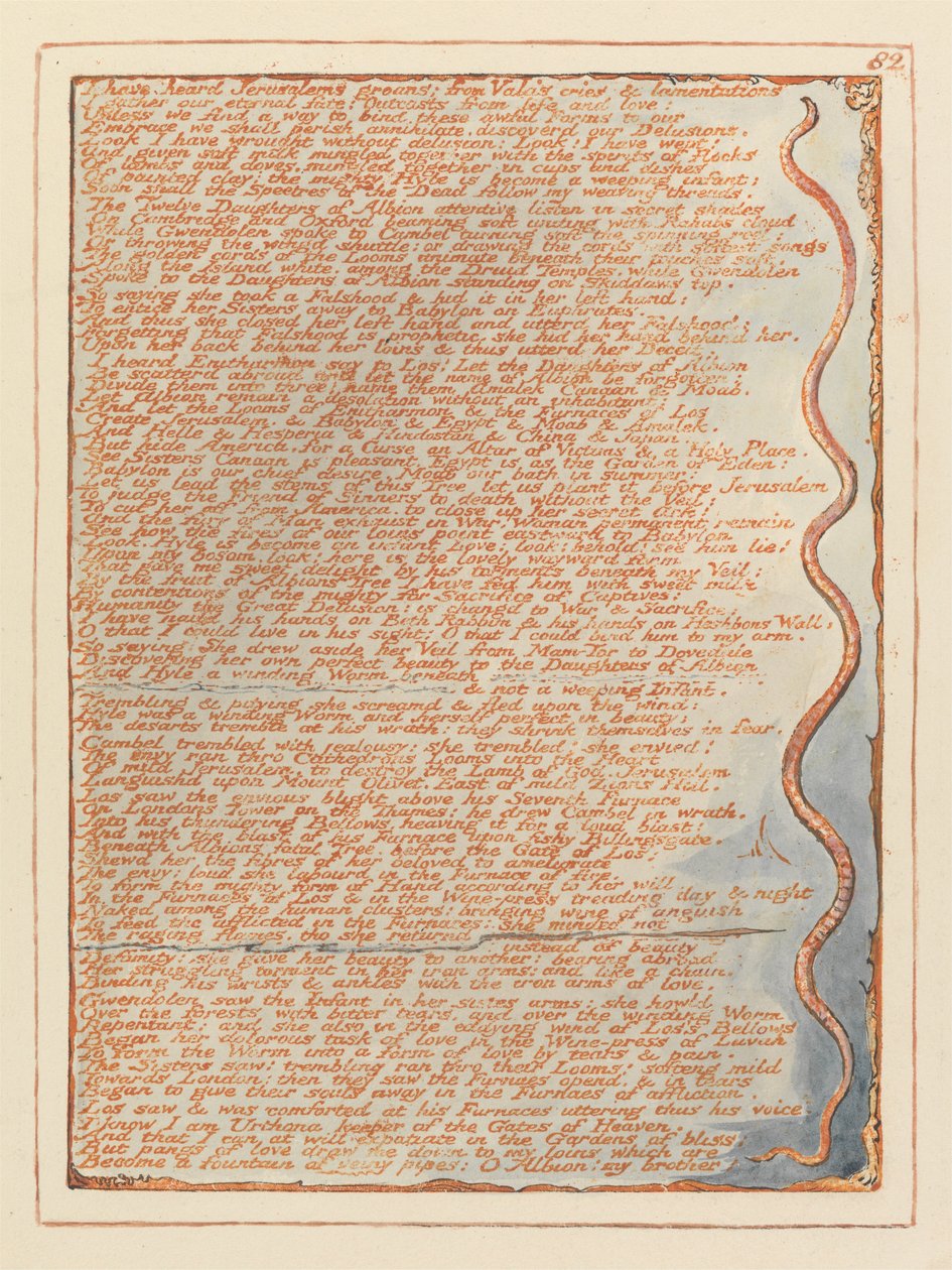 Jerusalém, placa 82, ouvi jorros de Jerusalems .... de William Blake