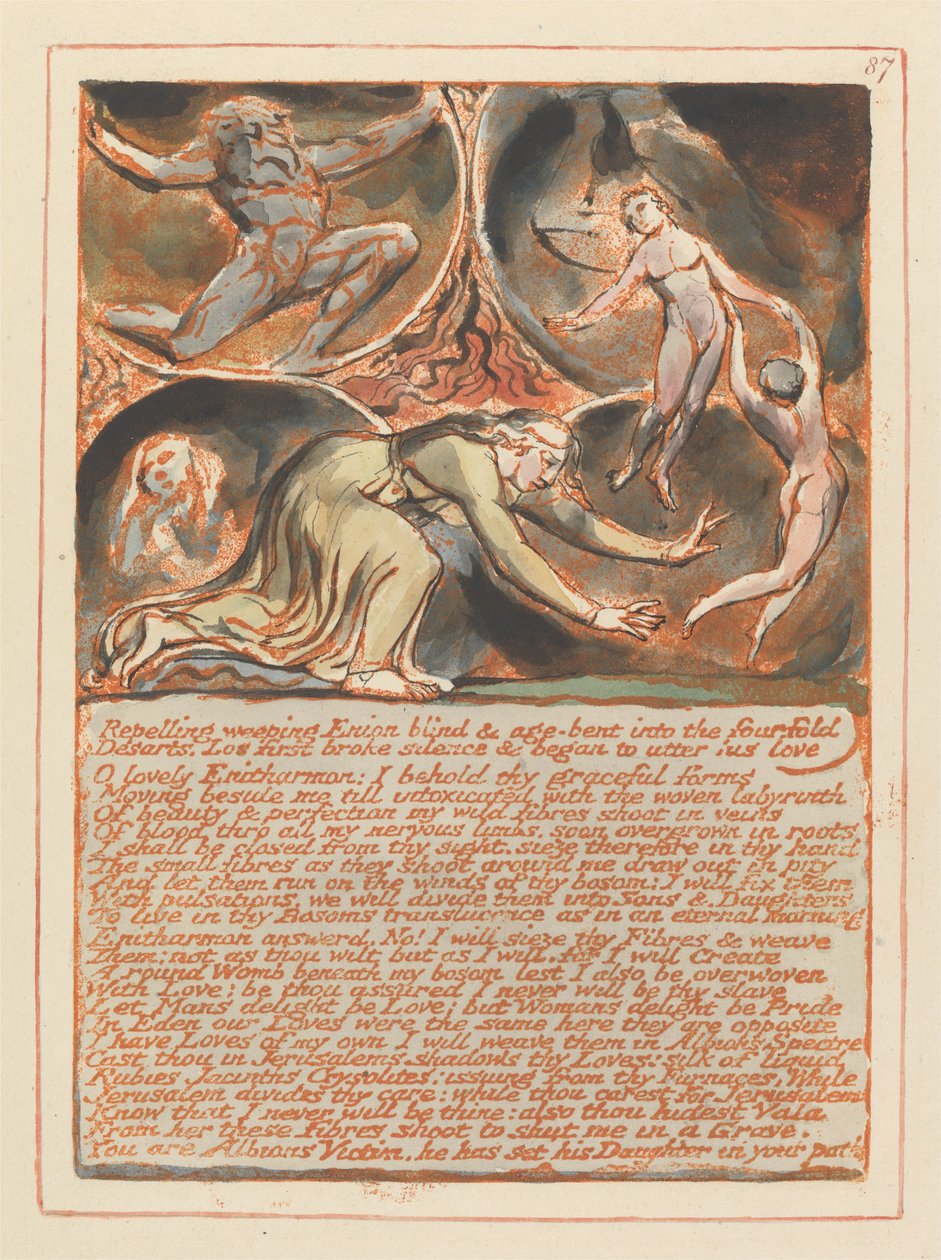Jerusalém, placa 87, repelindo chorando Enion .... de William Blake