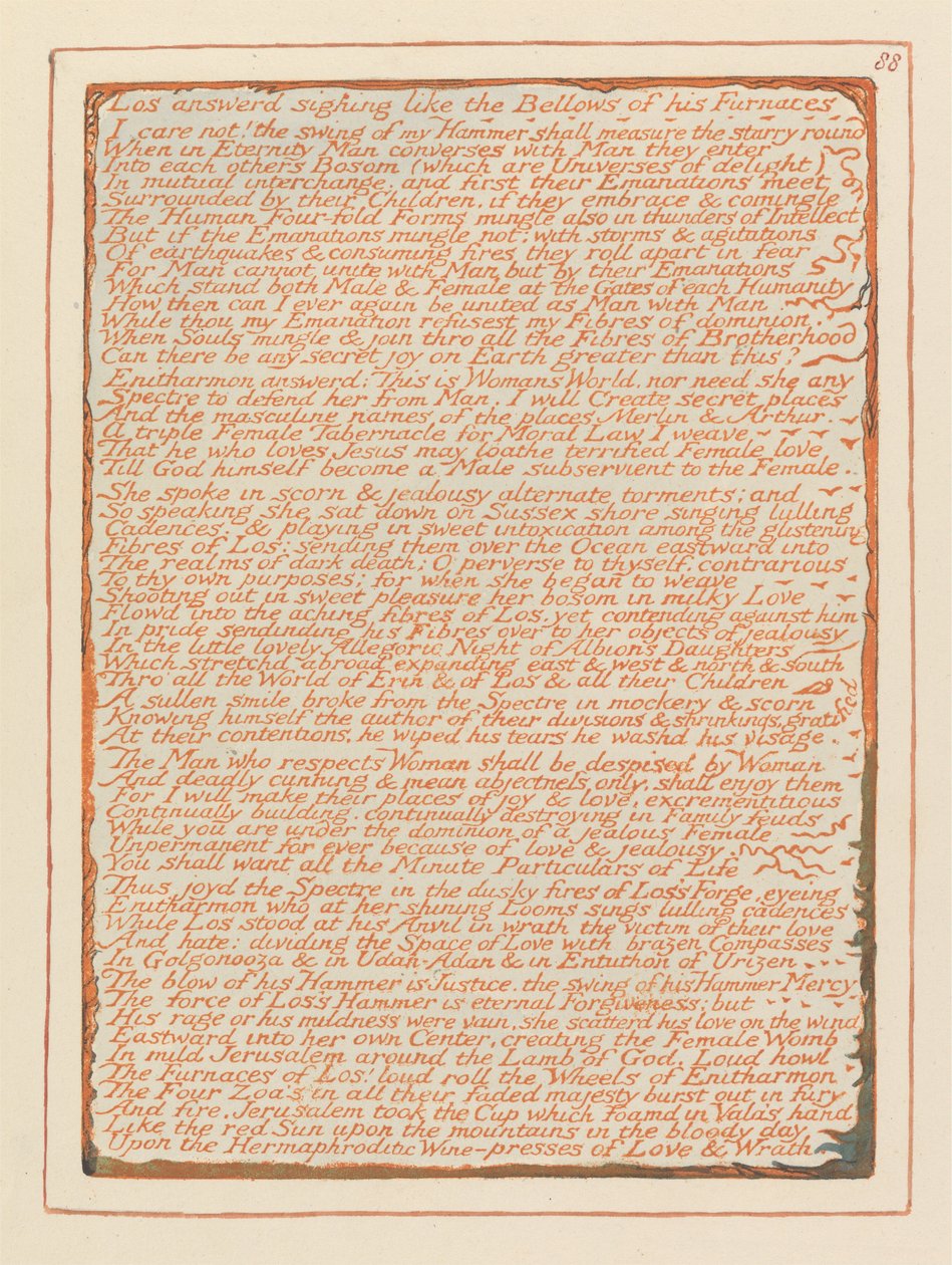 Jerusalém, Placa 88, Los respondeu suspirando .... de William Blake
