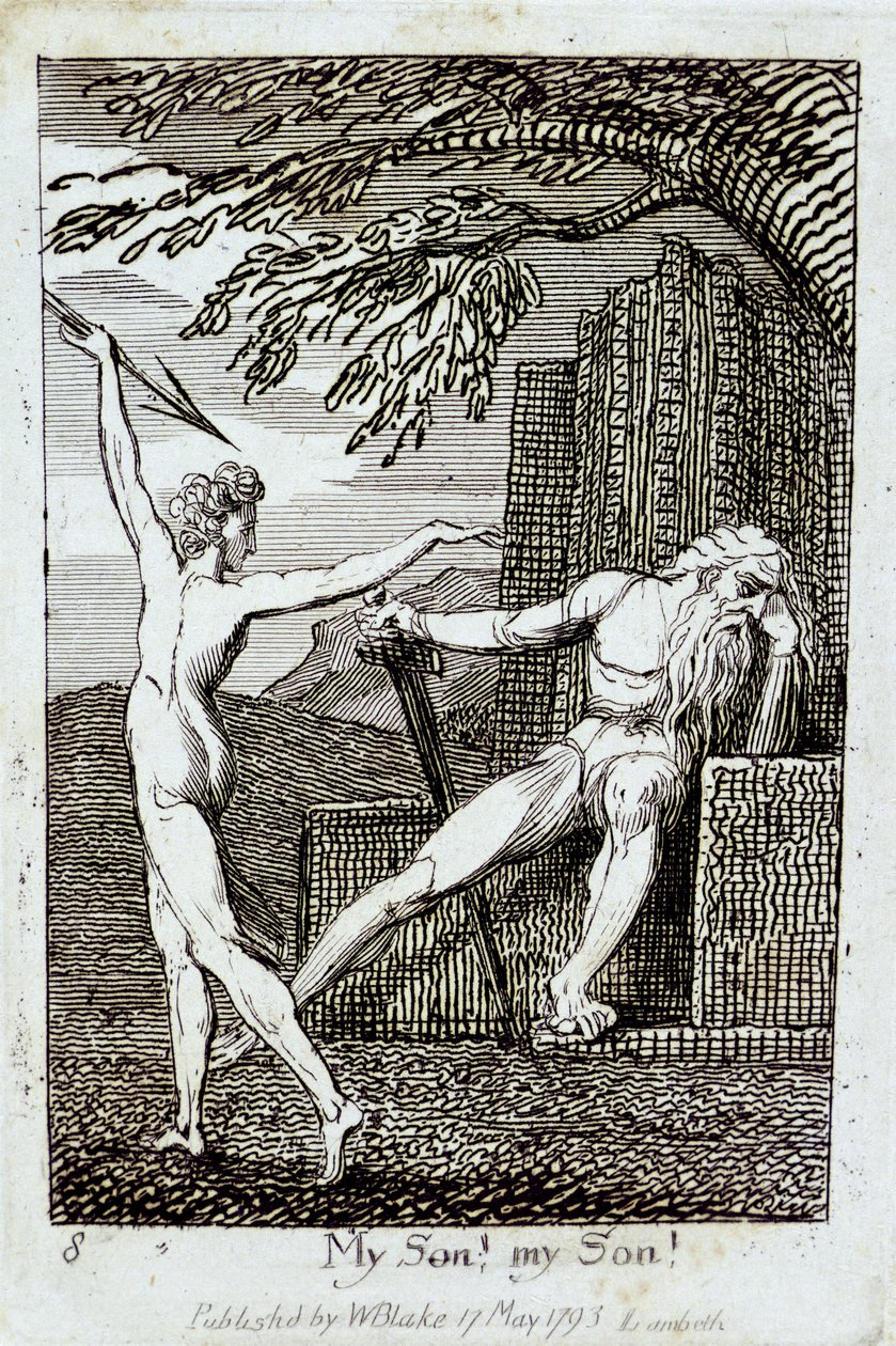 Meu filho! Meu filho !, prato 10 de &39;Para crianças. As portas do paraíso &39;, 1793 de William Blake