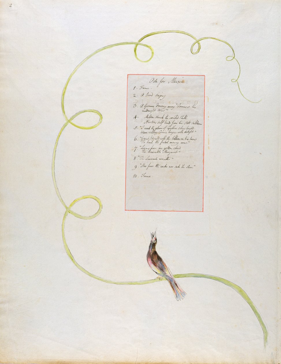 Design &39;Ode for Music&39;, de &39;The Poems of Thomas Gray&39;, de 1797 a 98 (wc com caneta e tinta no papel) de William Blake