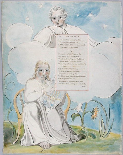 Ode for Music, desenho 96 de The Poems of Thomas Gray, 1797-98 (wc com caneta e tinta no papel) de William Blake