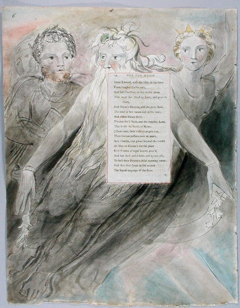 Ode for Music, desenho 98 de The Poems of Thomas Grey, 1797-98 (wc com caneta e tinta no papel) de William Blake