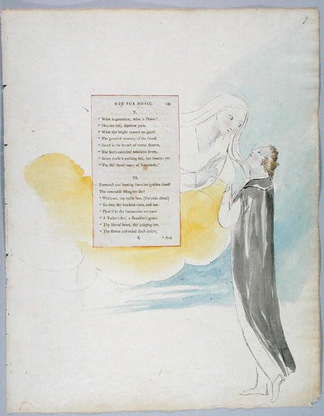 Ode for Music, desenho 99 de The Poems of Thomas Grey, 1797-98 (wc com caneta e tinta no papel) de William Blake