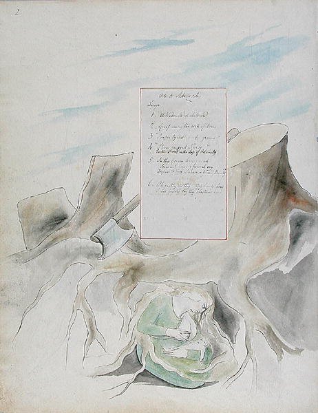 Ode à adversidade, desenho 36 de Os Poemas de Thomas Gray, 1797-98 (wc com caneta e tinta preta sobre papel) de William Blake
