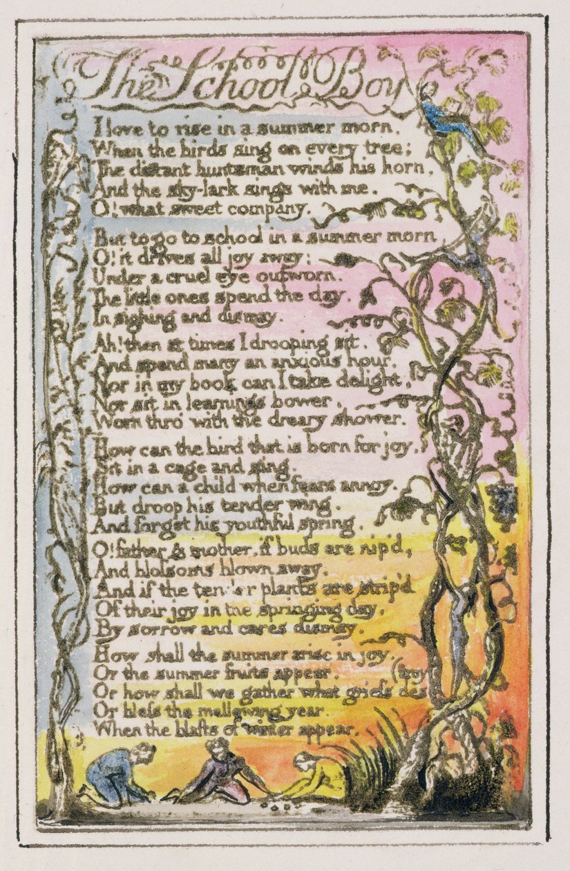 P.124-1950.pt21 The Schoolboy: plate 21 de Songs of Innocence e of Experience (copie R) c.1802-08 (gravura, tinta e wc) de William Blake