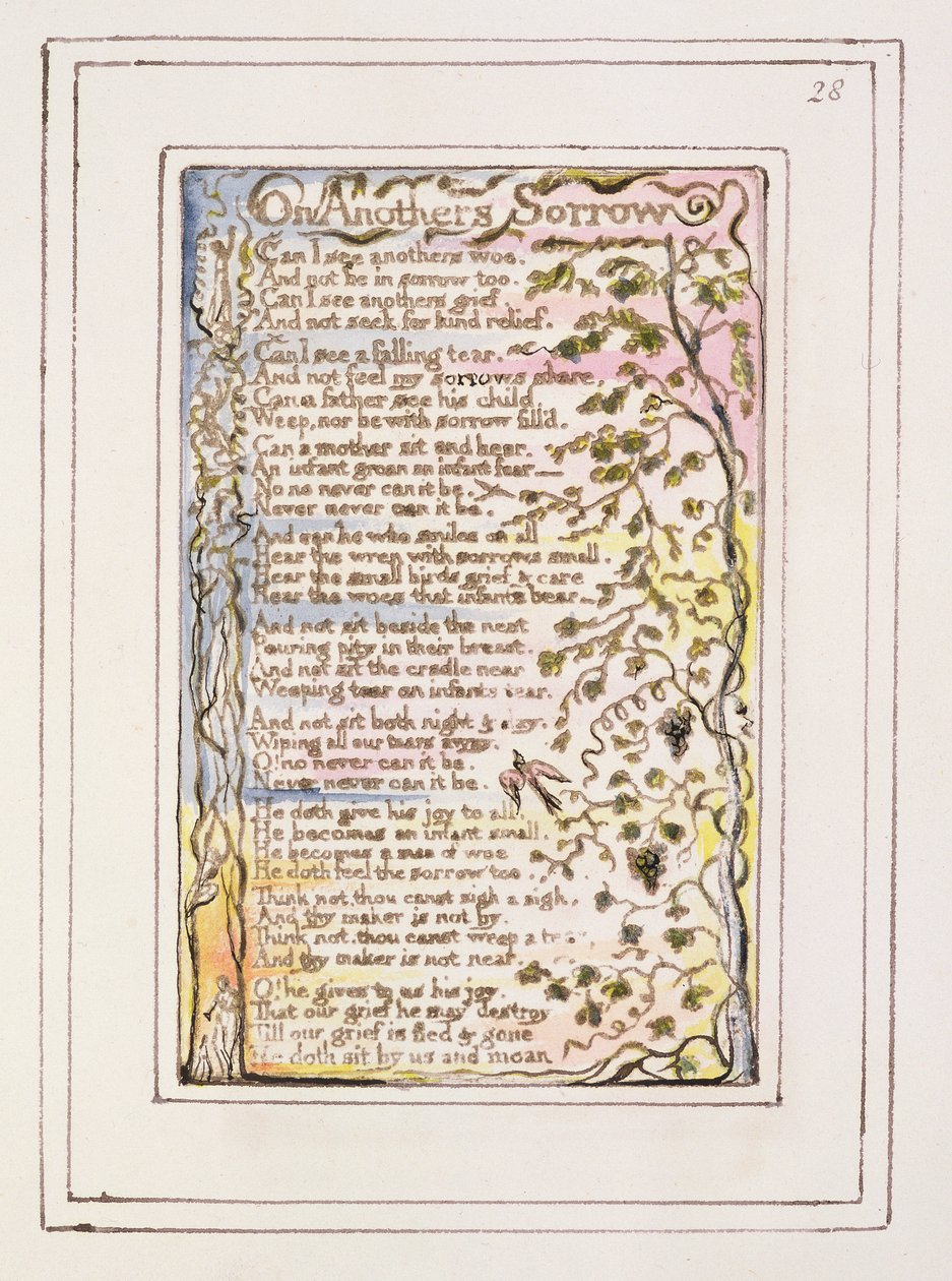 P.124-1950.pt28 Na Tristeza do Outro: plaquear 28 de Canções da Inocência e da Experiência (exemplar R) c.1802-08 (gravura, tinta e wc) de William Blake