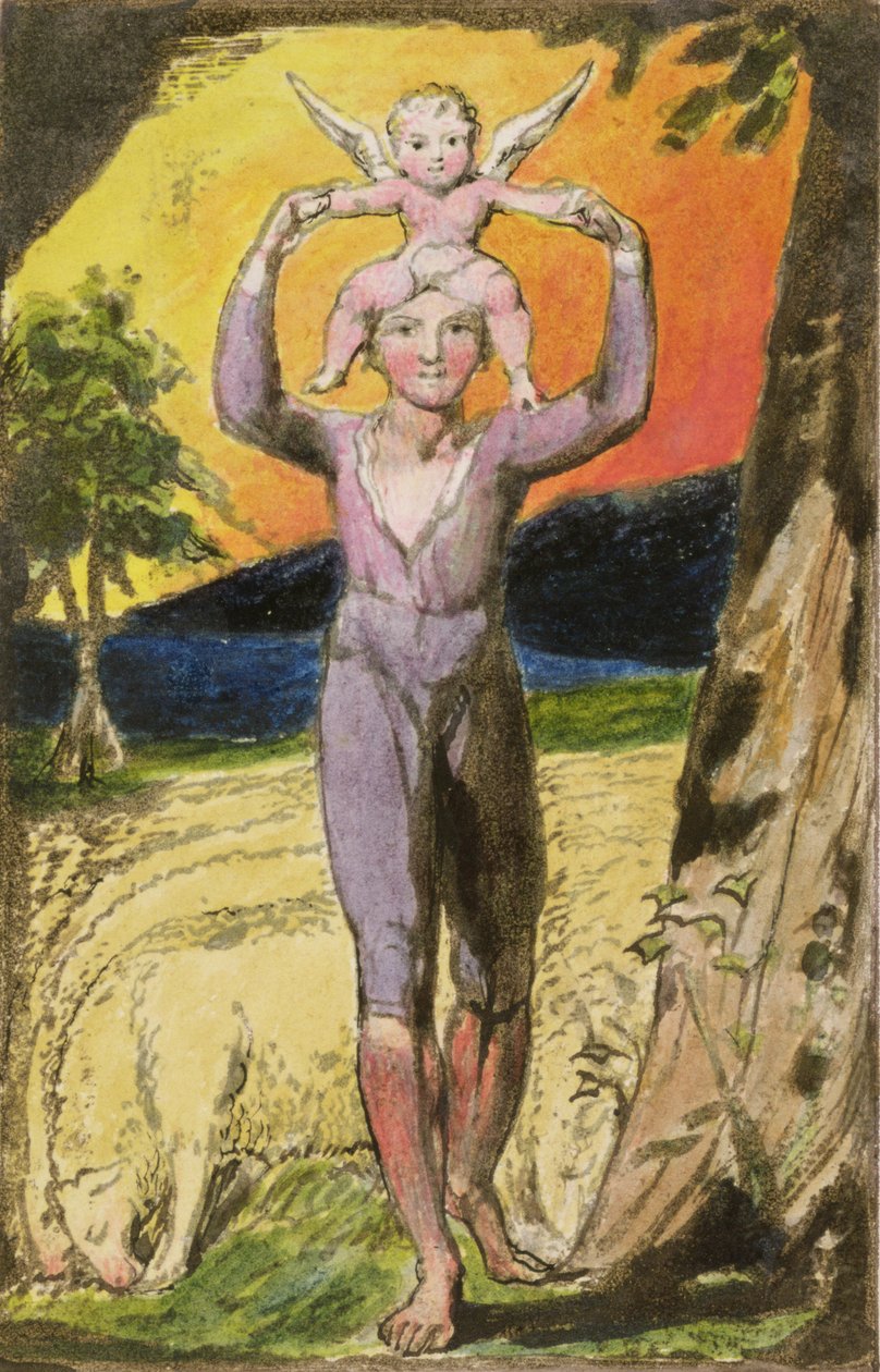 P.124-1950.pt29 Frontispício para Canções da Experiência: prato 29 de Canções da Inocência e da Experiência (cópia R), c.1802-08 (gravura, tinta e wc) de William Blake