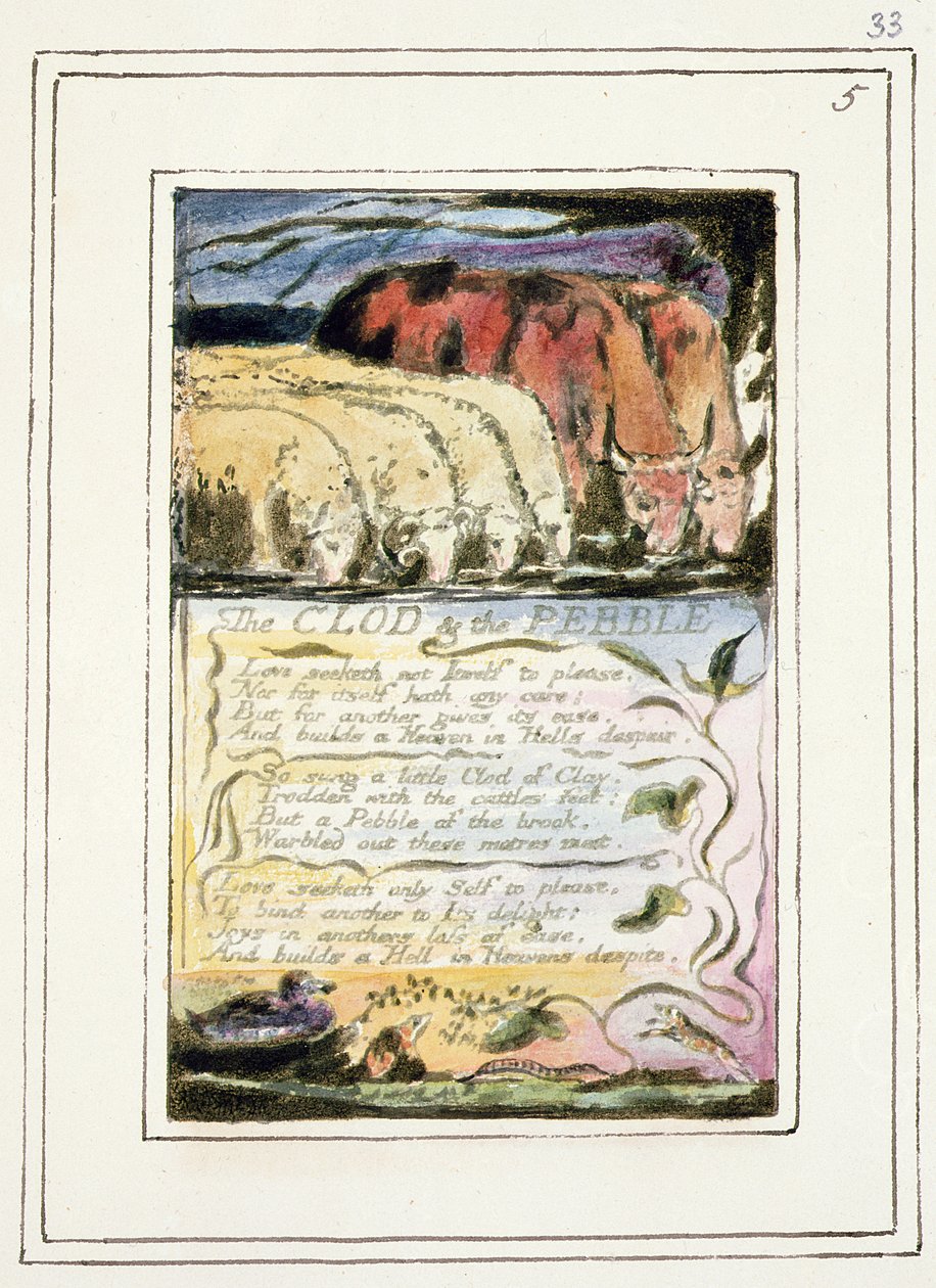 P.124-1950.pt33 O Torrão e o Seixo: Chapa 33 de Canções da Inocência e da Experiência (exemplar R) c.1802-08 (gravura, tinta e wc) de William Blake