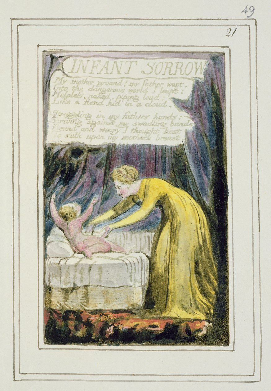 P.124-1950.pt49 Sorrow infantil: placa 49 de &39;Songs of Innocence and of Experience&39; (exemplar R) c.1802-08 (gravura, tinta e wc) de William Blake