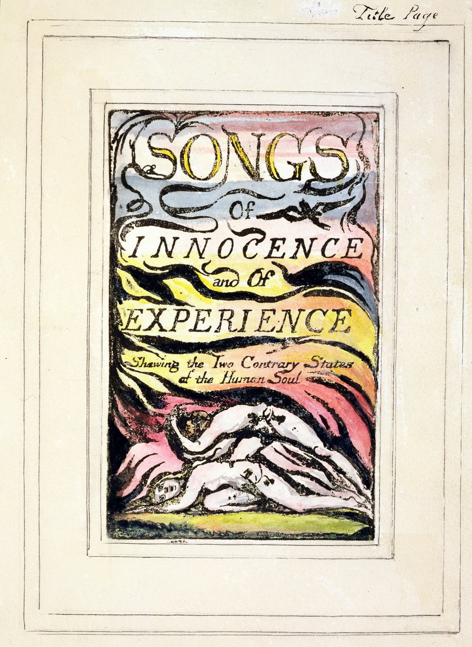 P.124-1950.tp Página de título de Songs of Innocence e de Experience (cópia R) c.1802-08 (gravura, tinta e wc) de William Blake