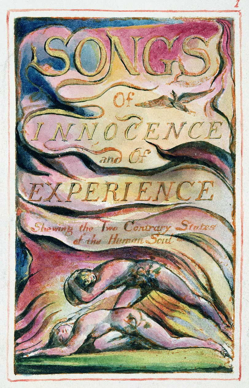 P.125-1950.pt1 Página de rosto: placa 1 de &39;Songs of Innocence and of Experience&39; (exemplar AA) c.1815-26 (gravura, tinta e wc) de William Blake