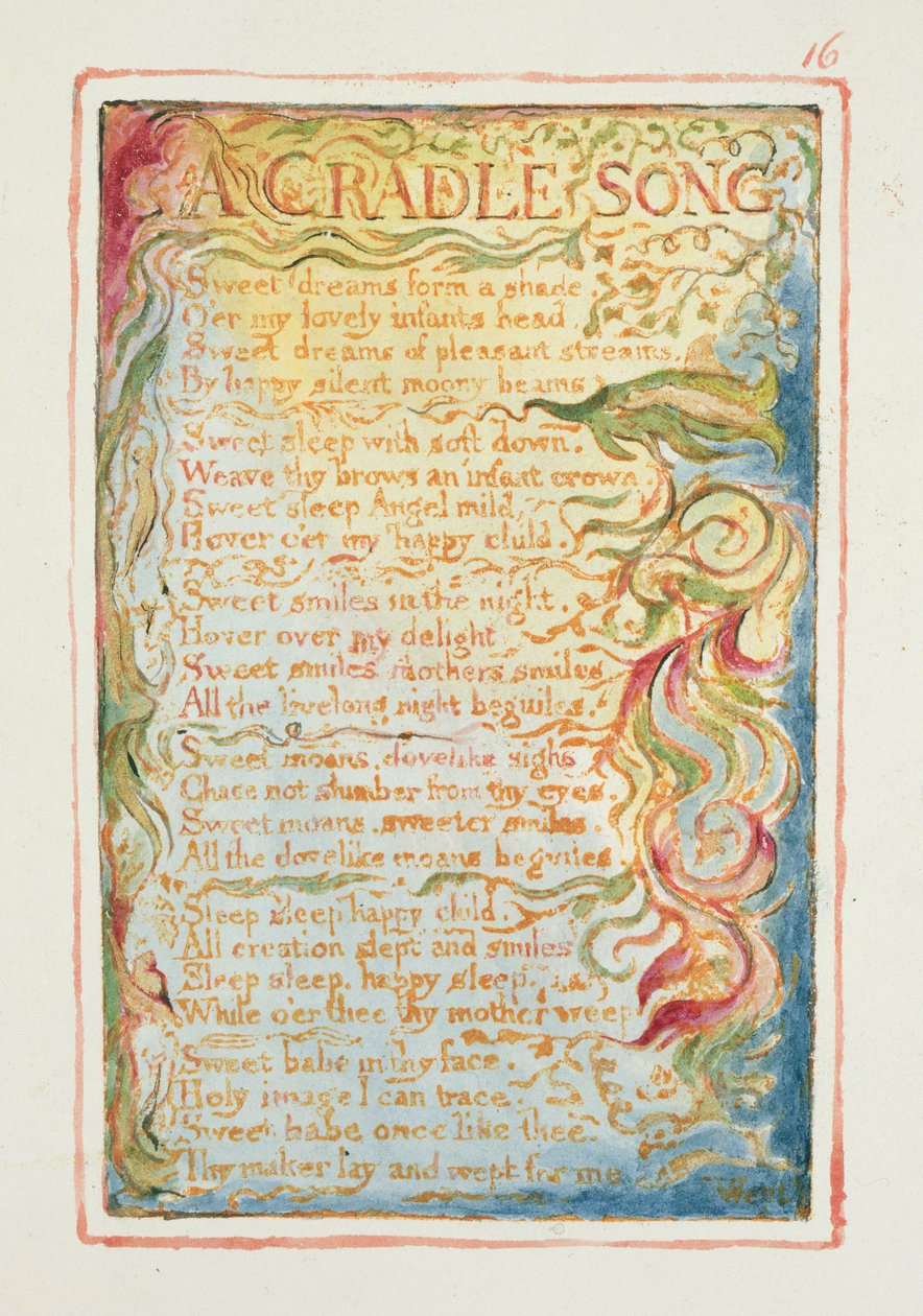 P.125-1950.pt16 Uma Canção Cradle: placa 16 de &39;Songs of Innocence and of Experience&39; (exemplar AA) c.1815-26 (gravura, tinta e wc) de William Blake
