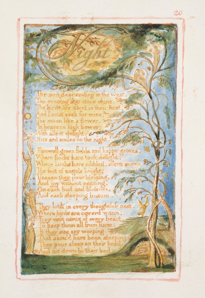 P.125-1950.pt20 Noite: prato 20 de Songs of Innocence e de Experience (exemplar AA) c.1815-26 (gravura, tinta e wc) de William Blake
