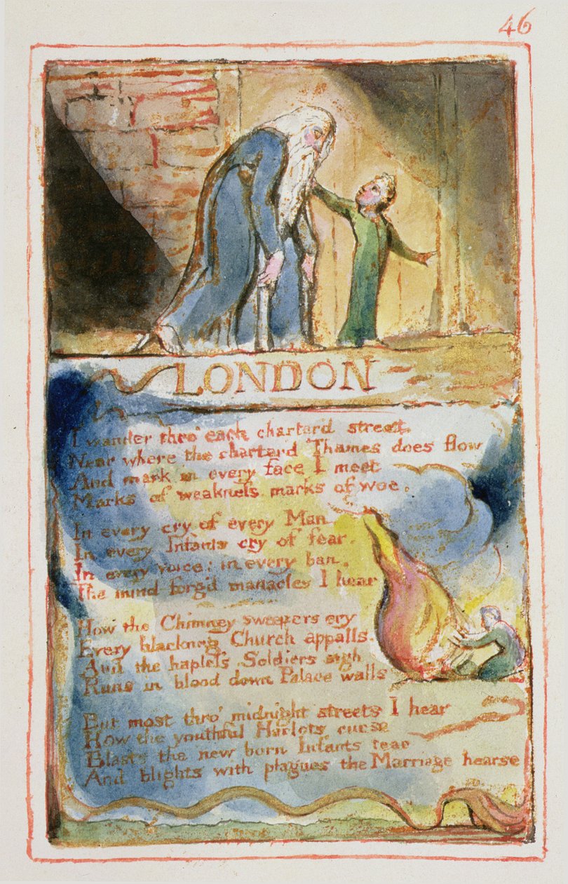 P.125-1950.pt46 Londres: placa 46 de Songs of Innocence e of Experience (exemplar AA) c.1815-26 (gravura, tinta e wc) de William Blake