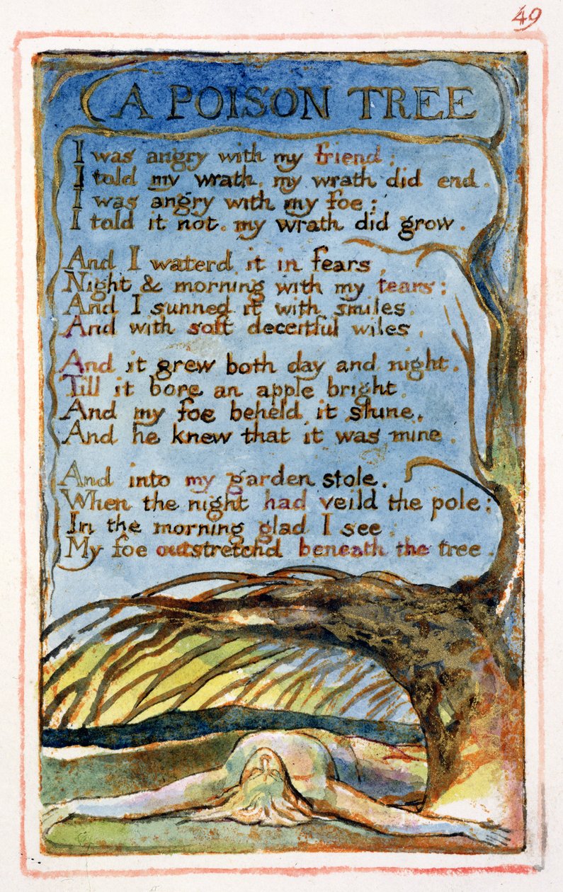 P.125-1950.pt49 Uma Árvore Venenosa: placa 49 de Canções da Inocência e da Experiência (exemplar AA) c.1815-26 (gravura, tinta e wc) de William Blake