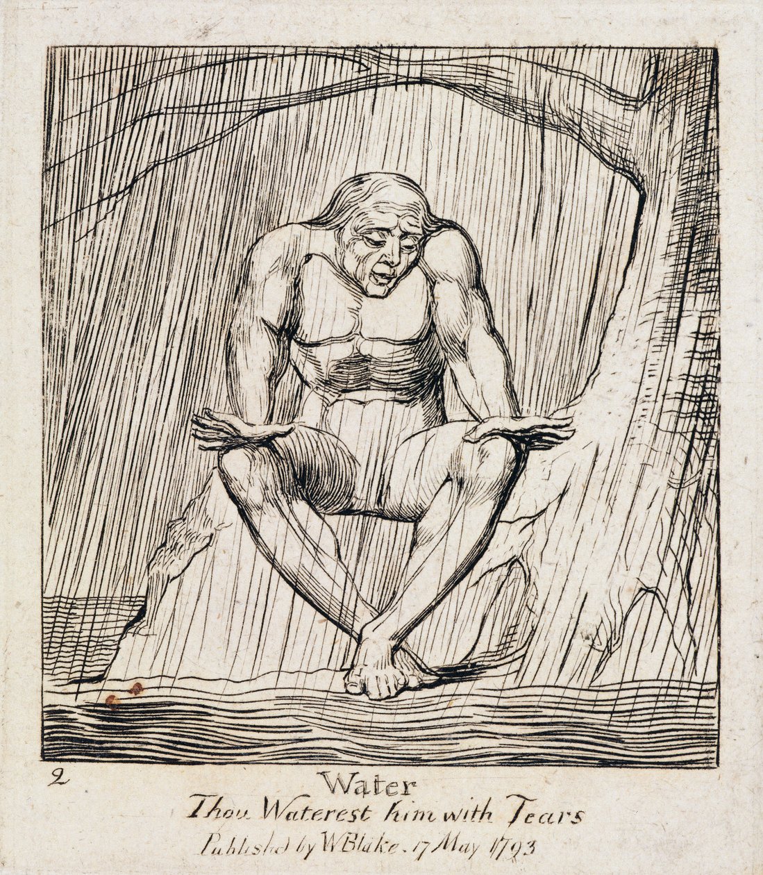 P.438-1985 Água, tu regas-o com lágrimas, prato 2 de &39;As Portas do Paraíso&39;, 1818-25 (linha de gravura) de William Blake