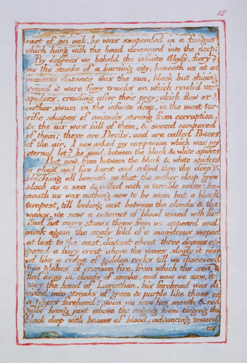 Raiz de um carvalho, ele foi suspenso em um fungo ..., texto de O Casamento do Céu e do Inferno, c.1790-3 (gravura em relevo terminado em caneta e wc) de William Blake
