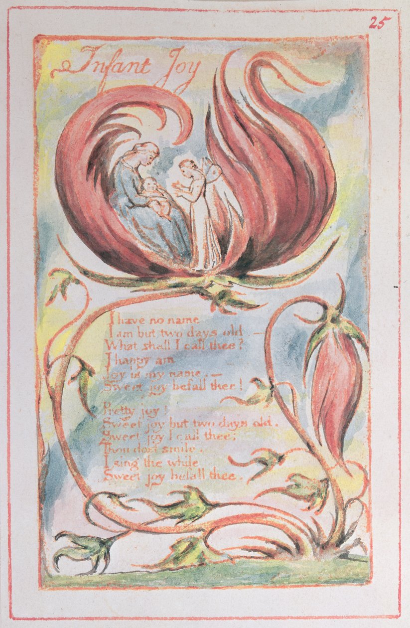 Canções da inocência; Alegria Infantil, 1789 (gravura em relevo colorido com wc) de William Blake