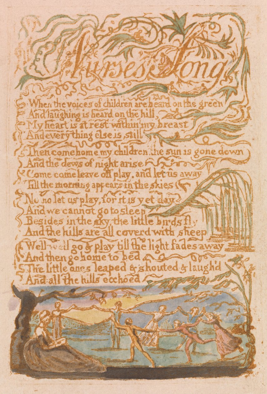 Canções da inocência, placa 22, canção das enfermeiras (Bentley 38) de William Blake