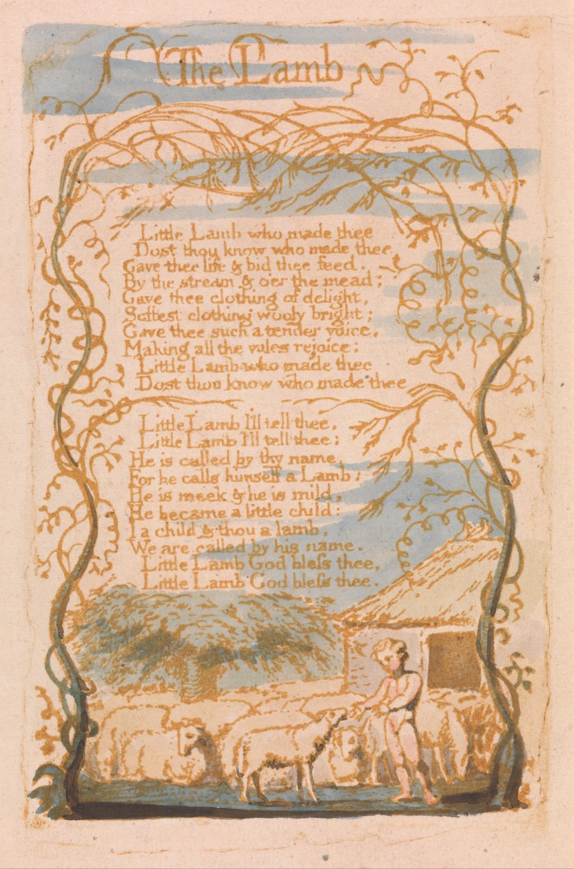 Canções da inocência, placa 8, o cordeiro (Bentley 8) de William Blake