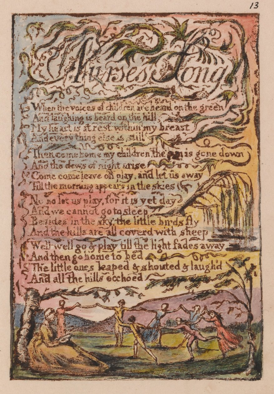 Canções da Inocência e da Experiência, Plate 13, Nurses Song (Bentley 24) de William Blake