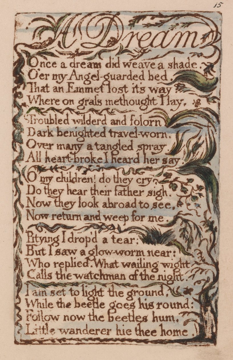 Canções da Inocência e da Experiência, Placa 15, Um Sonho (Bentley 26) de William Blake