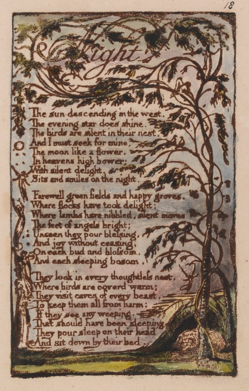 Canções da Inocência e da Experiência, Prato 18, Noite (Bentley 20) de William Blake