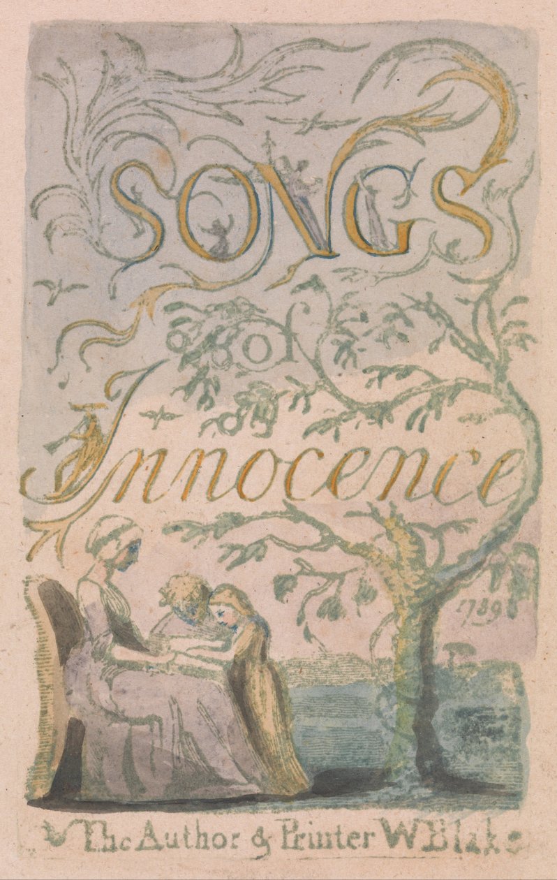 Canções da inocência e da experiência, placa 2, página de título da inocência (Bentley 3) de William Blake
