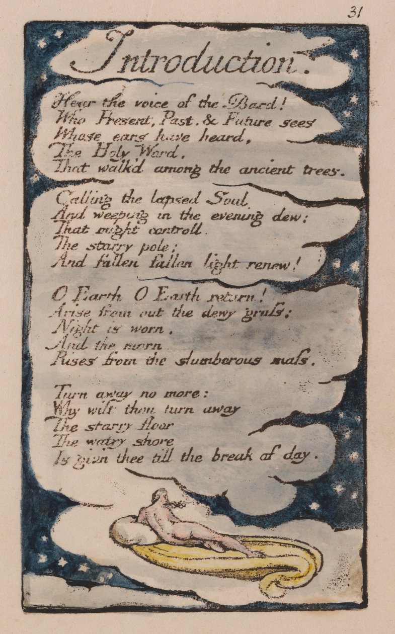 Canções da Inocência e da Experiência, Placa 31, Introdução (Bentley 30) de William Blake