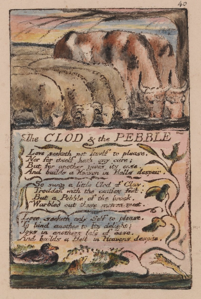 Canções da inocência e da experiência, placa 40, o torrão e o seixo (Bentley 32) de William Blake