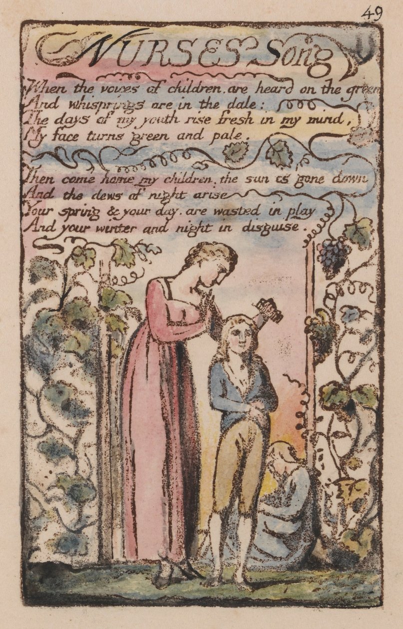 Canções da Inocência e da Experiência, Plate 49, Nurses Song (Bentley 38) de William Blake
