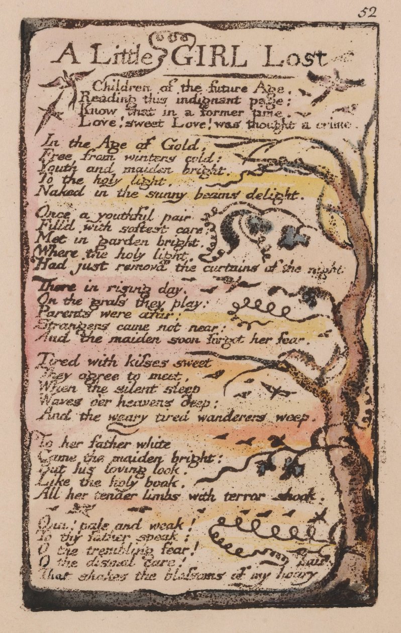 Canções da Inocência e da Experiência, Placa 52, Uma Menina Perdida (Bentley 51) de William Blake