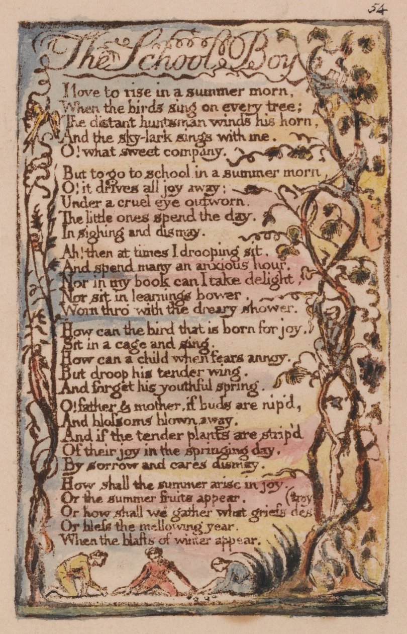 Canções da Inocência e da Experiência, Placa 54, O Garoto da Escola (Bentley 53) de William Blake