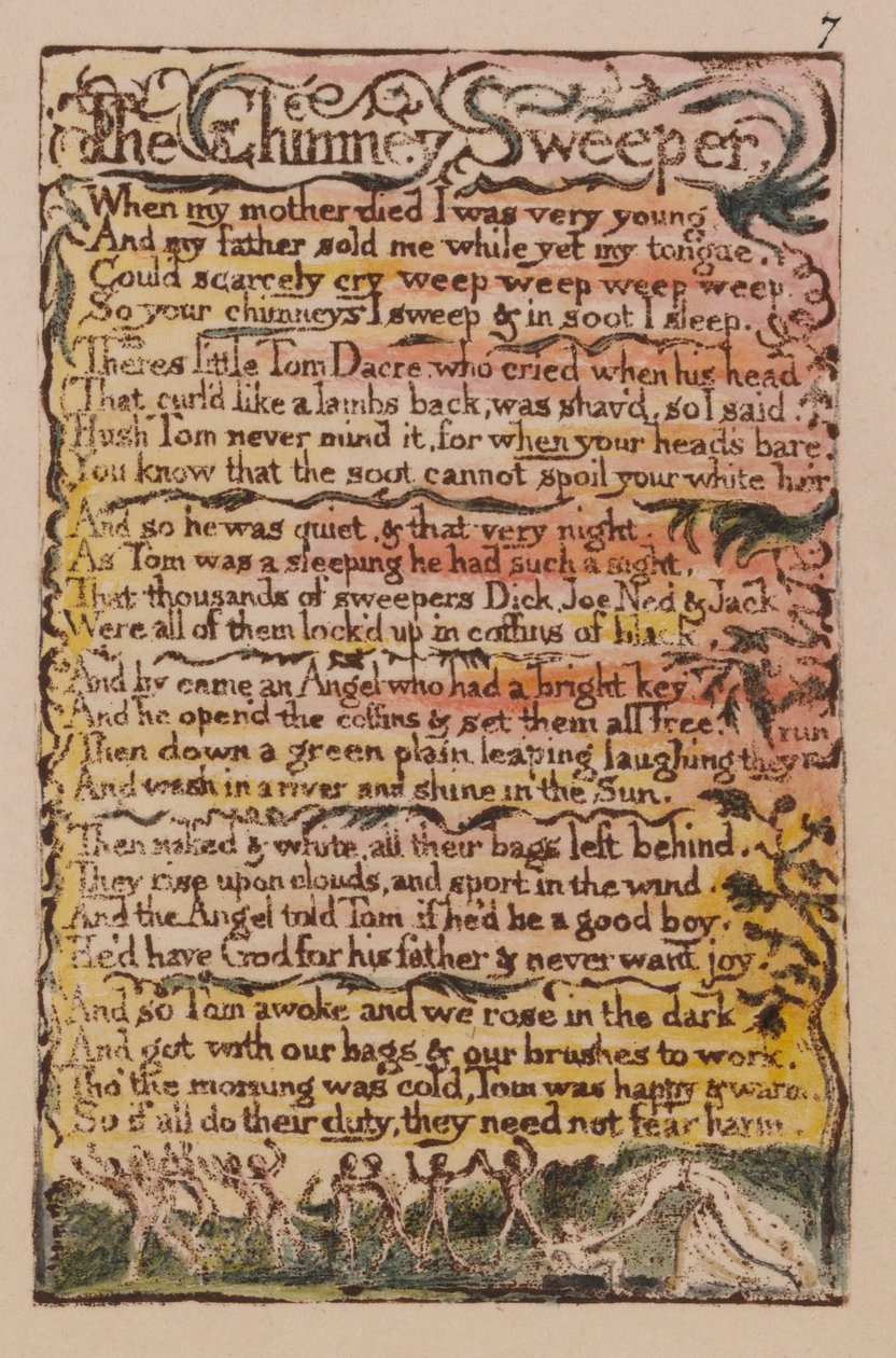Canções da Inocência e da Experiência, Plate 7, The Chimney Sweeper (Bentley 12) de William Blake