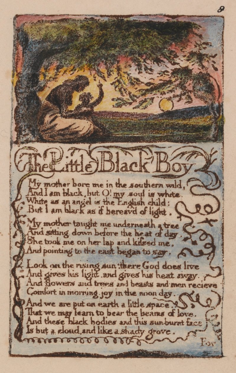 Canções da Inocência e da Experiência, Placa 8, O Garotinho Negro (Bentley 9) de William Blake
