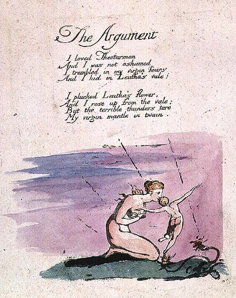 O argumento, da visão das filhas de Albion, 1793 (gravura colorida) de William Blake