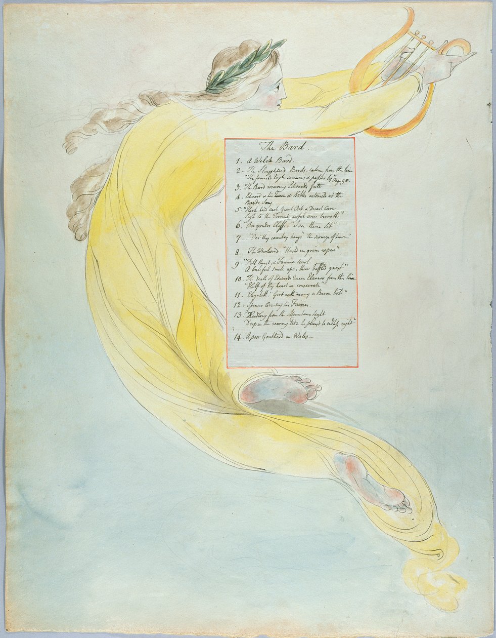 &39;The Bard&39;, desenho 52 de &39;The Poems of Thomas Gray&39;, 1797-98 (wc com caneta e tinta preta sobre papel) de William Blake