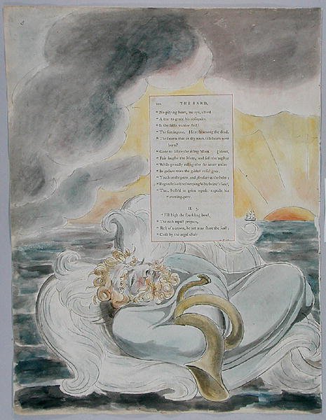 The Bard, design 60 de The Poems of Thomas Gray, 1797-98 (wc com caneta e tinta no papel) de William Blake