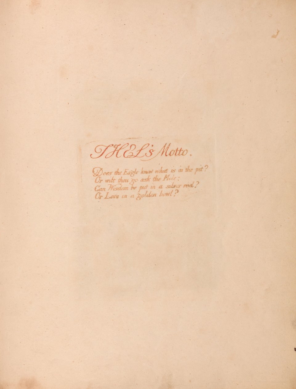 O Livro de Thel, Placa 1, Thels Lema. . . . de William Blake