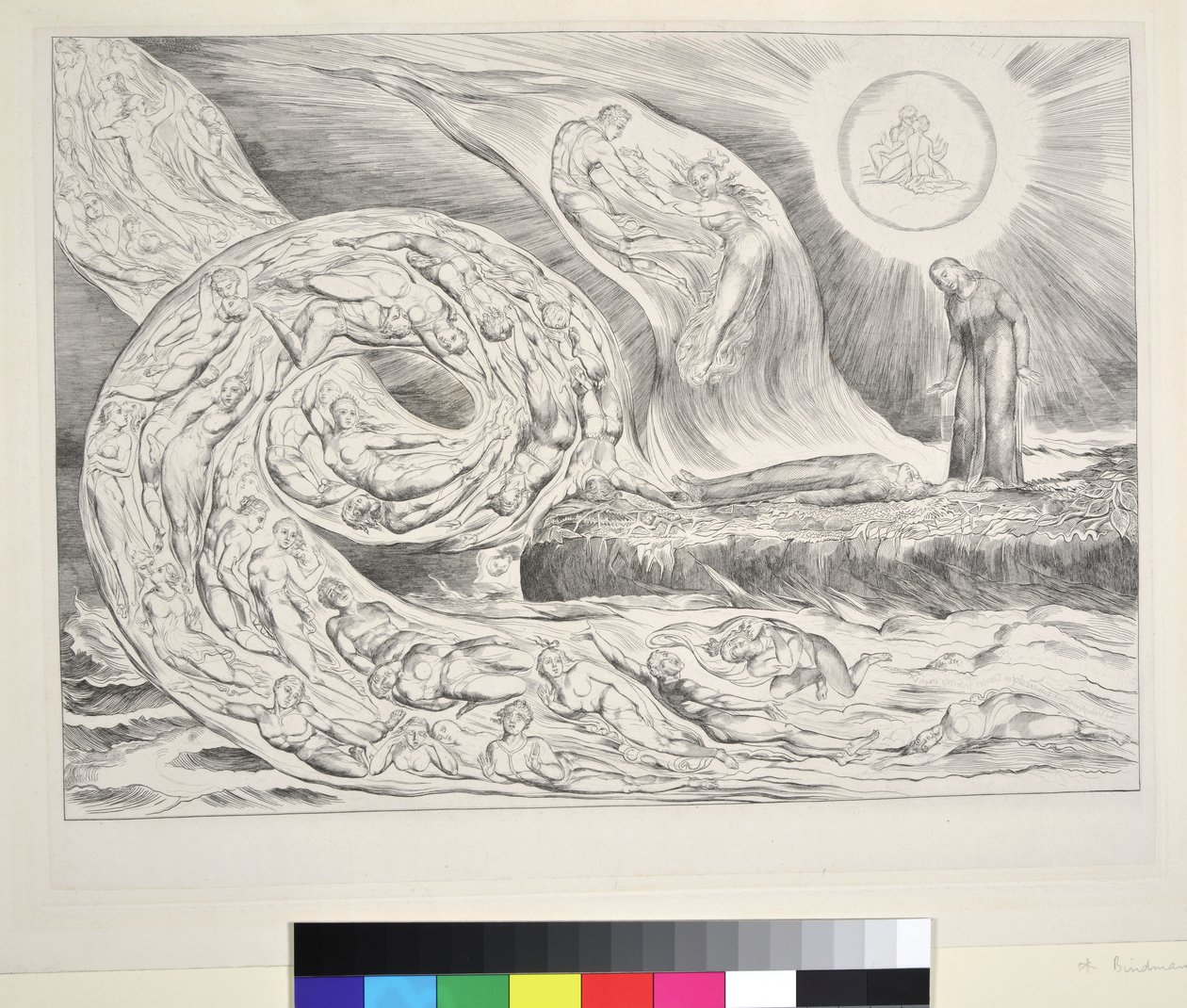 O Círculo do Lustful: Paolo e Francesca, Inferno, Canto V, ilustração para a &39;Divina Comédia&39; de Dante Alighieri, 1827 de William Blake