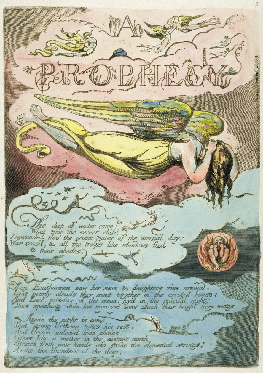 &39;The Deep Winter Came ...&39;, prato 5 da &39;Europa. Uma Profecia &39;, 1794 (gravura em relevo com óleo e wc) de William Blake