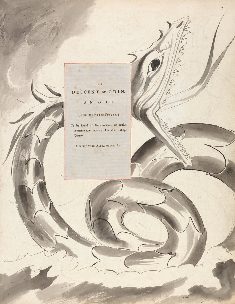 A Descida de Odin, desenho 77 de Os poemas de Thomas Gray, 1797-98 (wc com caneta e tinta no papel) de William Blake