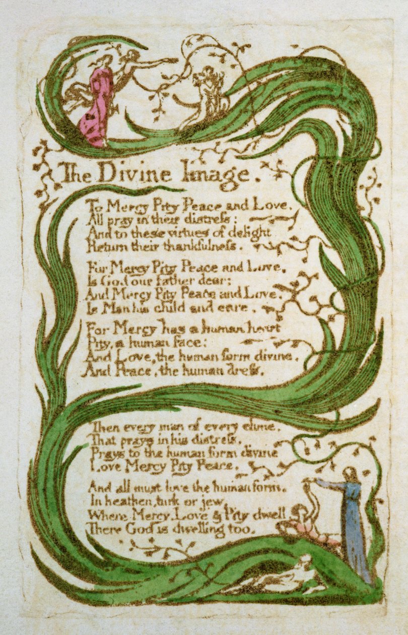 A imagem divina, de canções de inocência, 1789 (gravura colorida) de William Blake