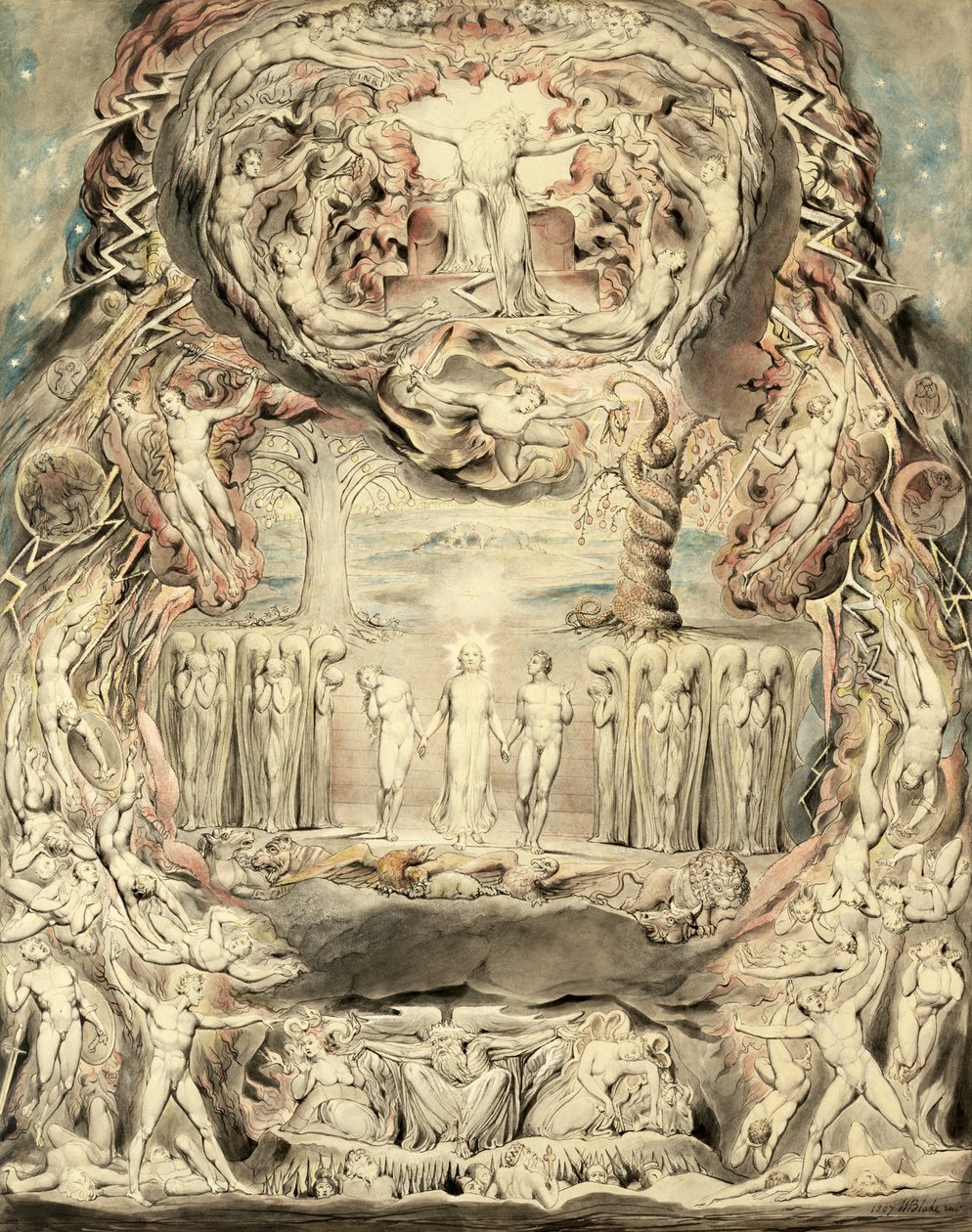 A Queda do Homem (caneta e tinta no papel) de William Blake